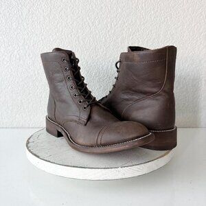 NEW Lane Mens Brown Ankle Boots Size 10 Lace-up Casual Genuine Leather Sole
